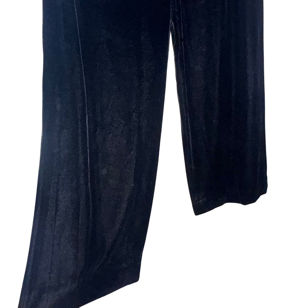 Ann Taylor Black Silk Rayon Velvet Wide Leg Pants Sz 8 Vintage Evening side zip - Picture 3 of 5
